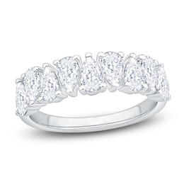 Pear-Shaped Lab-Grown Diamond Alternating Anniversary Ring 2 ct tw 14K White Gold