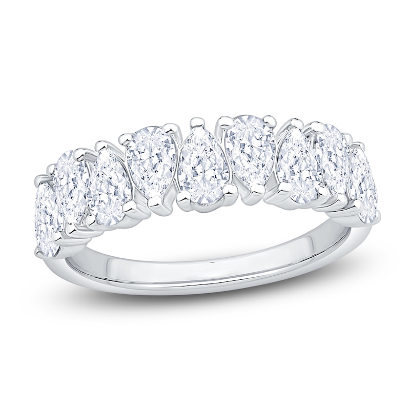 Main Image 1 of Pear-Shaped Lab-Grown Diamond Alternating Anniversary Ring 2 ct tw 14K White Gold