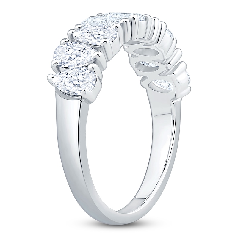 Main Image 2 of Pear-Shaped Lab-Grown Diamond Alternating Anniversary Ring 2 ct tw 14K White Gold