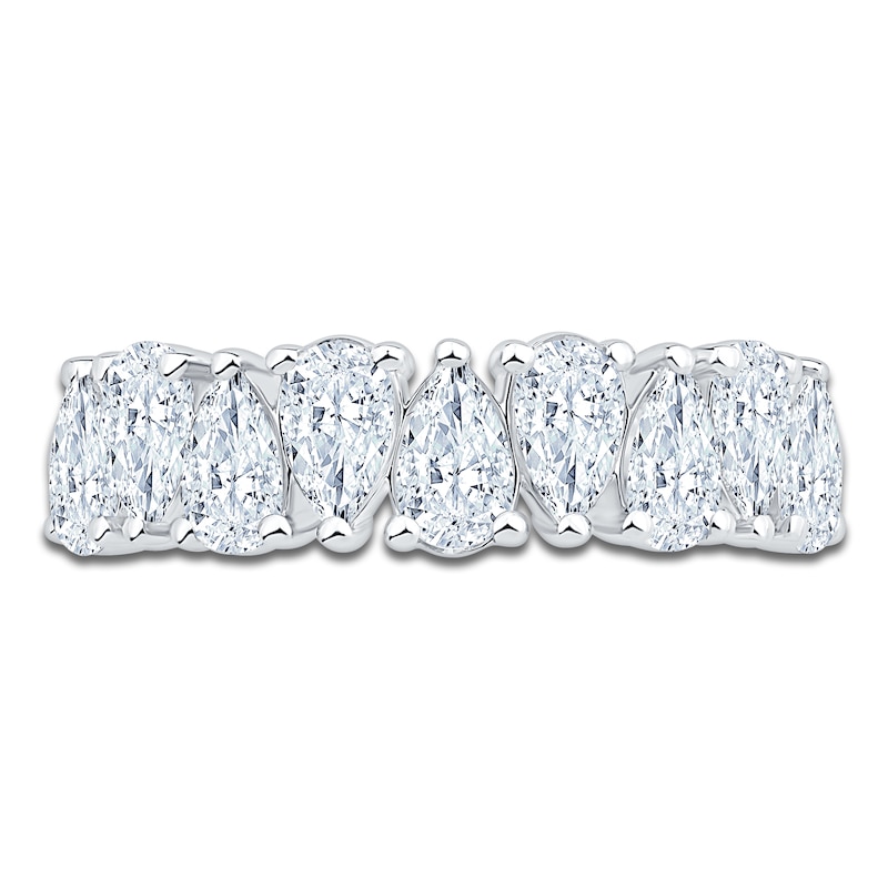 Main Image 3 of Pear-Shaped Lab-Grown Diamond Alternating Anniversary Ring 2 ct tw 14K White Gold