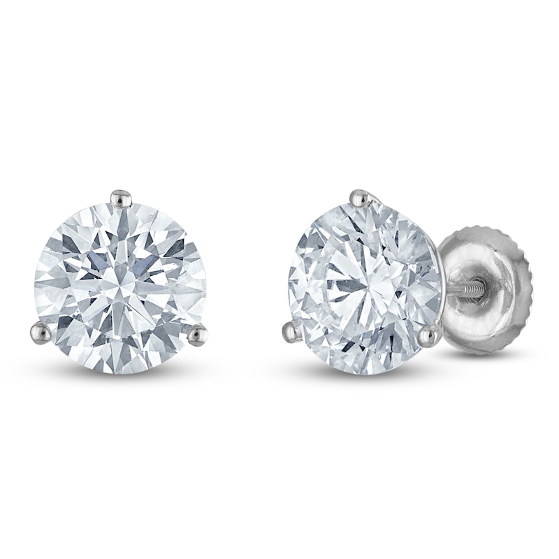 Main Image 2 of Round-Cut Lab-Grown Diamond Solitaire Stud Earrings 4 ct tw 18K White Gold (VS2/F)