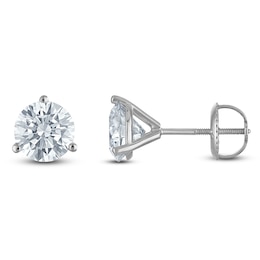 Round-Cut Lab-Grown Diamond Solitaire Stud Earrings 2 ct tw 18K White Gold (VS2/F)