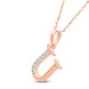 Thumbnail Image 2 of Diamond Initial U Necklace 1/20 ct tw 10K Rose Gold 18"