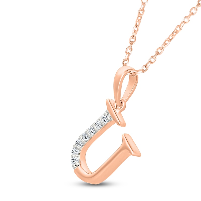Main Image 2 of Diamond Initial U Necklace 1/20 ct tw 10K Rose Gold 18"
