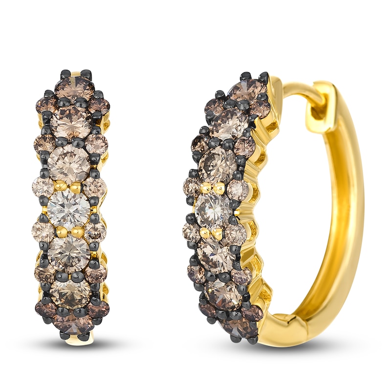 Main Image 2 of Le Vian Chocolate Ombré Diamond Hoop Earrings 1-1/5 ct tw 14K Honey Gold