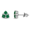 Thumbnail Image 1 of Natural Emerald & Diamond Trio Stud Earrings 1/20 ct tw 14K White Gold