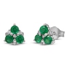 Thumbnail Image 2 of Natural Emerald & Diamond Trio Stud Earrings 1/20 ct tw 14K White Gold