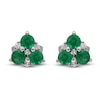 Thumbnail Image 3 of Natural Emerald & Diamond Trio Stud Earrings 1/20 ct tw 14K White Gold