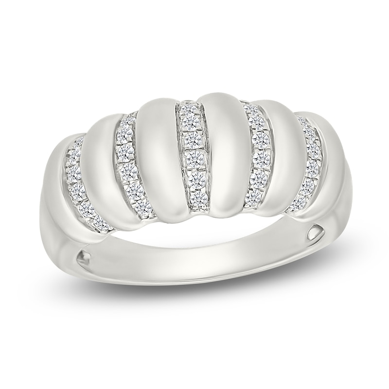 Main Image 1 of Diamond Stripe Domed Fashion Ring 1/4 ct tw Sterling Silver