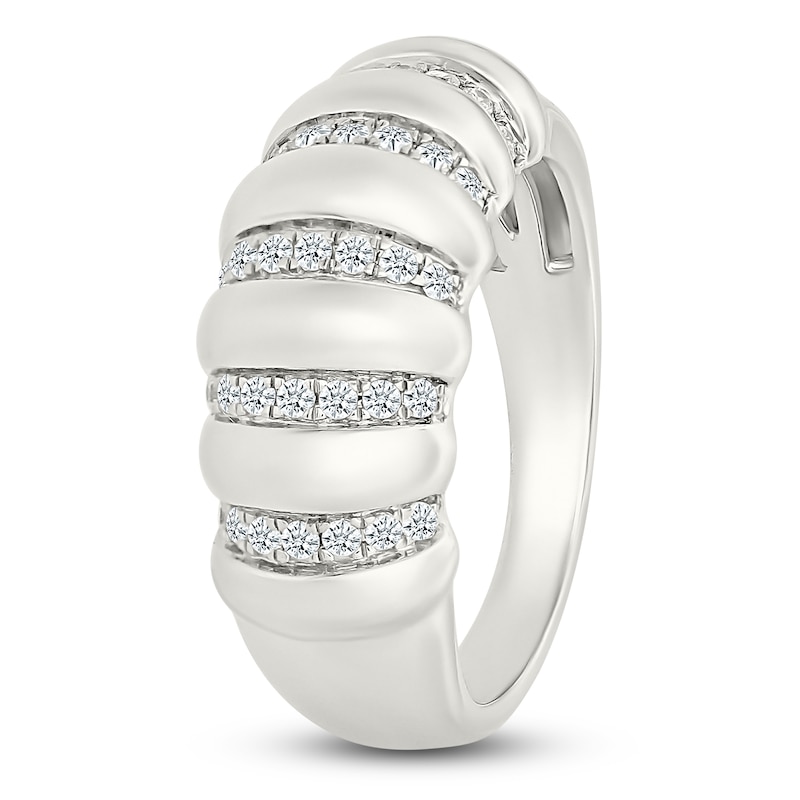 Main Image 2 of Diamond Stripe Domed Fashion Ring 1/4 ct tw Sterling Silver
