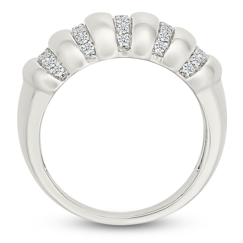 Main Image 4 of Diamond Stripe Domed Fashion Ring 1/4 ct tw Sterling Silver