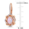Thumbnail Image 2 of Oval-Cut Natural Blue Opal & Diamond Twist Frame Drop Earrings 1/4 ct tw 10K Rose Gold