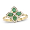 Thumbnail Image 1 of Pear-Shaped Natural Emerald & Diamond Clover Ring 1/5 ct tw 10K Yellow Gold