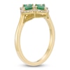 Thumbnail Image 2 of Pear-Shaped Natural Emerald & Diamond Clover Ring 1/5 ct tw 10K Yellow Gold