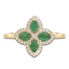 Thumbnail Image 3 of Pear-Shaped Natural Emerald & Diamond Clover Ring 1/5 ct tw 10K Yellow Gold