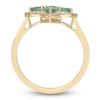 Thumbnail Image 4 of Pear-Shaped Natural Emerald & Diamond Clover Ring 1/5 ct tw 10K Yellow Gold