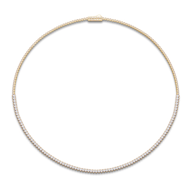 Main Image 1 of Lab-Grown Diamond Tennis Necklace 3 ct tw 14K Yellow Gold 17"