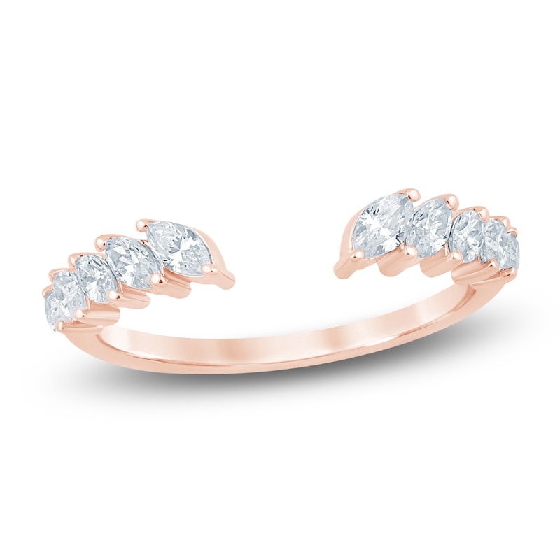 Main Image 1 of Certified Marquise-Cut Diamond Open-Shank Wedding Band 1/2 ct tw 14K Rose Gold