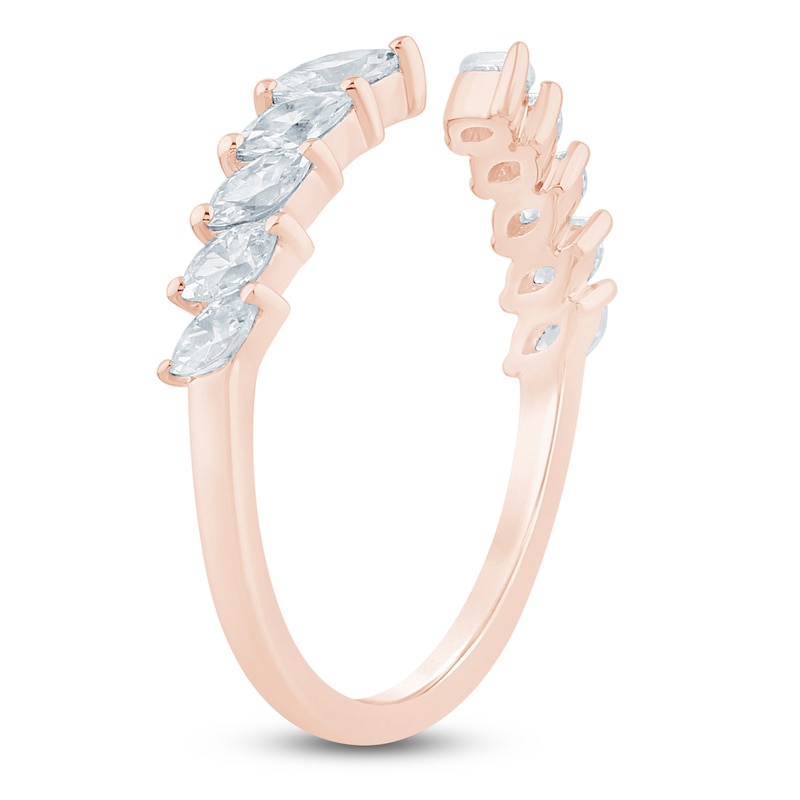 Main Image 2 of Certified Marquise-Cut Diamond Open-Shank Wedding Band 1/2 ct tw 14K Rose Gold
