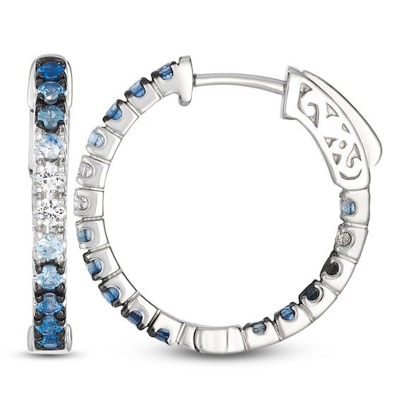 Le Vian Denim Ombré Sapphire Hoop Earrings 14K Vanilla Gold