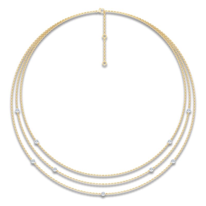Main Image 1 of Jared Signature Collection Lab-Grown Diamond Layered Station Necklace 1-5/8 ct tw 14K Yellow Gold 20"