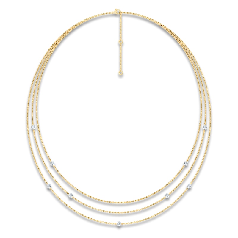 Main Image 2 of Jared Signature Collection Lab-Grown Diamond Layered Station Necklace 1-5/8 ct tw 14K Yellow Gold 20"
