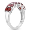 Thumbnail Image 2 of Oval-Cut Natural Garnet Two-Row Ring Sterling Silver