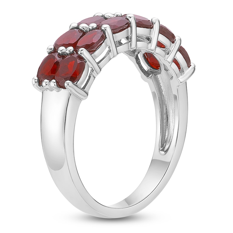 Main Image 2 of Oval-Cut Natural Garnet Two-Row Ring Sterling Silver