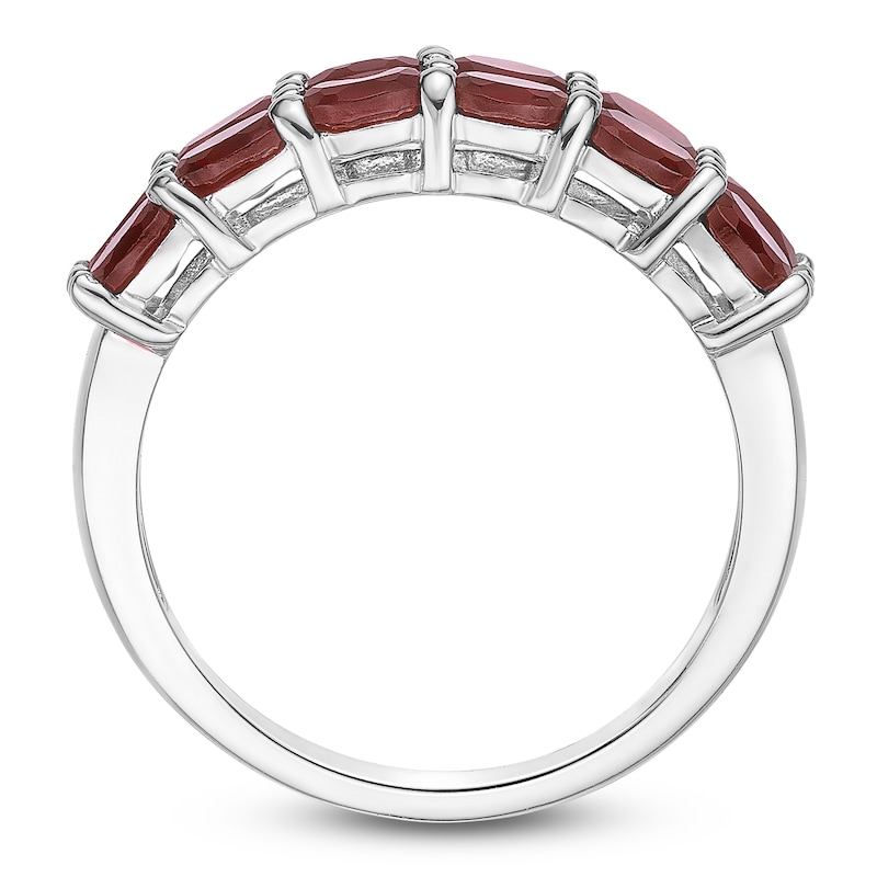 Main Image 4 of Oval-Cut Natural Garnet Two-Row Ring Sterling Silver