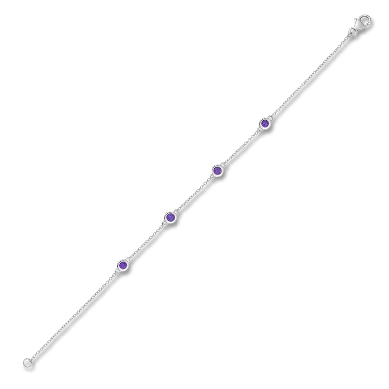 Main Image 2 of Natural Amethyst Bezel-Set Bracelet Sterling Silver 7.25"