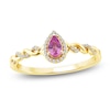 Thumbnail Image 1 of Pear-Shaped Natural Pink Sapphire & Diamond Twist Ring 1/15 ct tw 10K Yellow Gold