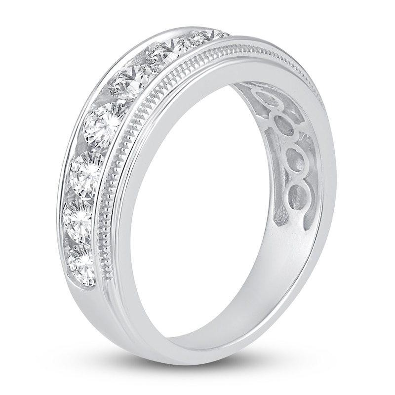 Main Image 2 of Men's Diamond Wedding Band 2 ct tw Round 14K White Gold