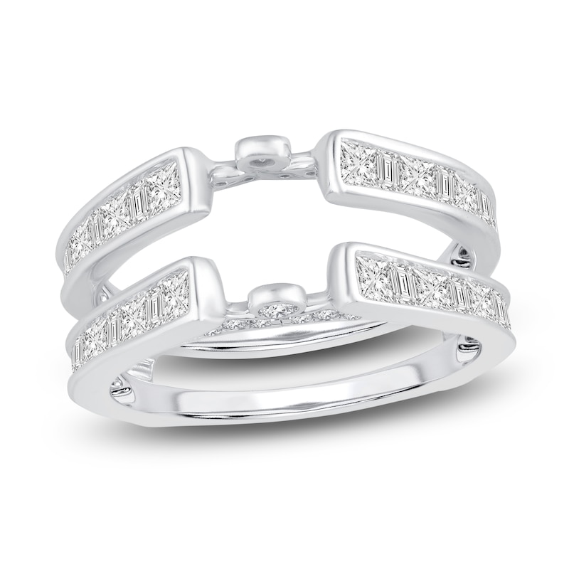 Main Image 1 of Princess, Baguette & Round-Cut Diamond Enhancer Ring 1-1/2 ct tw 14K White Gold