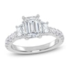 Thumbnail Image 1 of Certified Emerald & Shield-Cut Lab-Grown Diamond Three-Stone Ring 2 ct tw 14K White Gold