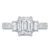 Thumbnail Image 3 of Certified Emerald & Shield-Cut Lab-Grown Diamond Three-Stone Ring 2 ct tw 14K White Gold
