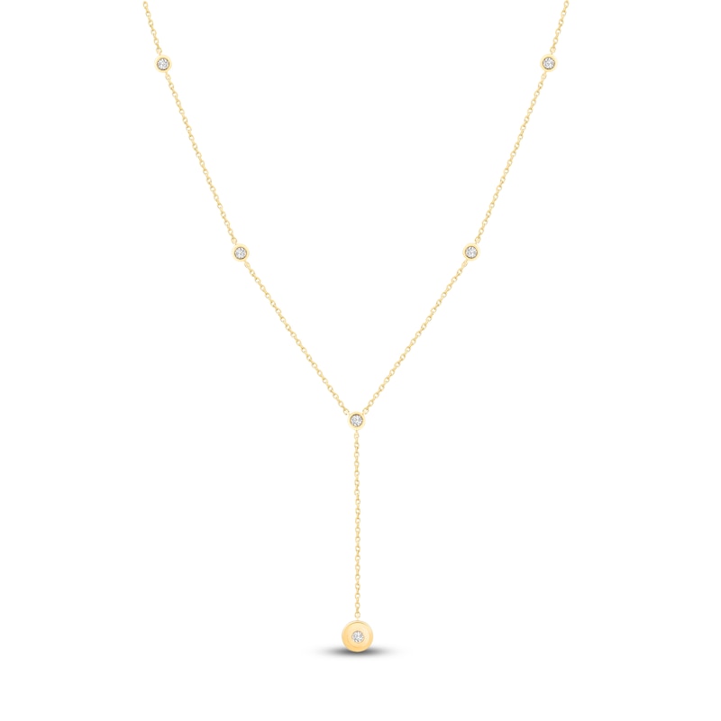 Main Image 1 of Jared Signature Mini Bezel Collection Diamond Station Y-Drop Necklace 3/8 ct tw 14K Yellow Gold 18"