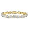 Thumbnail Image 1 of Shy ICON Lumeria Baguette & Round-Cut Multi-Diamond Pillow Link Bangle Bracelet 1 ct tw 14K Yellow Gold B22001075V4ZS