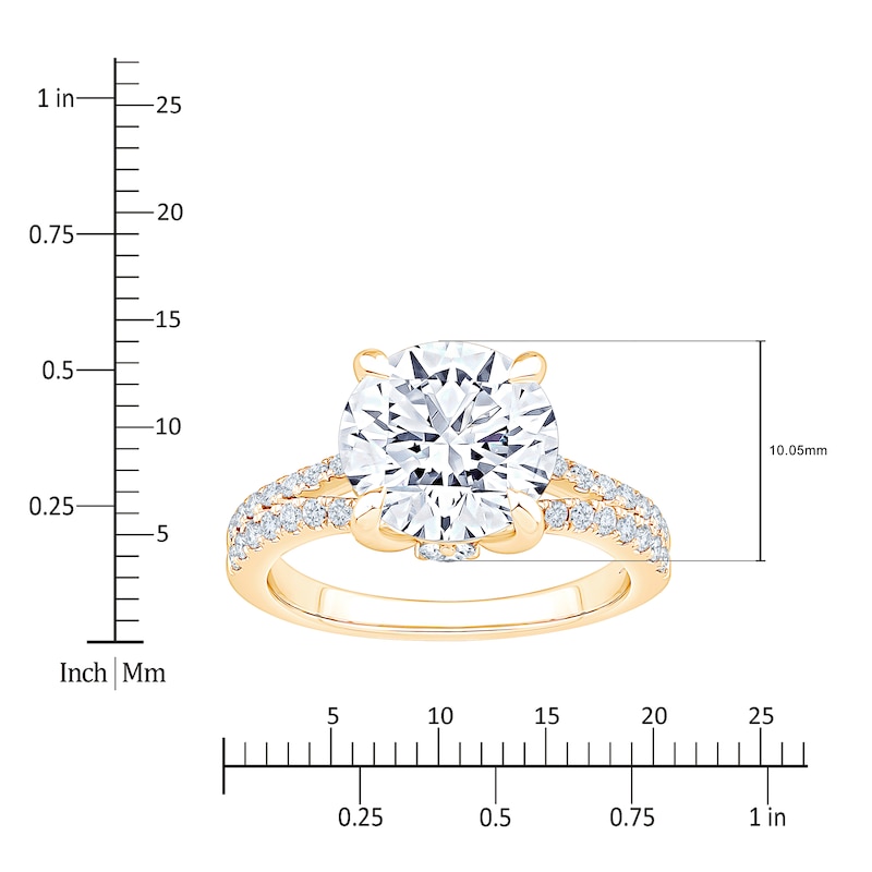 Main Image 4 of Round-Cut Lab-Grown Diamond Engagement Ring 4-1/2 ct tw 14K Yellow Gold