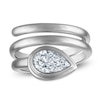 Thumbnail Image 1 of Jared Signature Pear-Shaped Lab-Grown Diamond Solitaire Bezel-Set Wrap Ring Sterling Silver (VS2/F)
