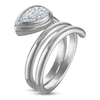 Thumbnail Image 2 of Jared Signature Pear-Shaped Lab-Grown Diamond Solitaire Bezel-Set Wrap Ring Sterling Silver (VS2/F)