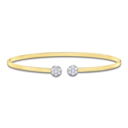 Shy Creation Corelli Collection Multi-Diamond Open Cuff Flex Bangle 1/5 ct tw 14K Yellow Gold B22001213ZS