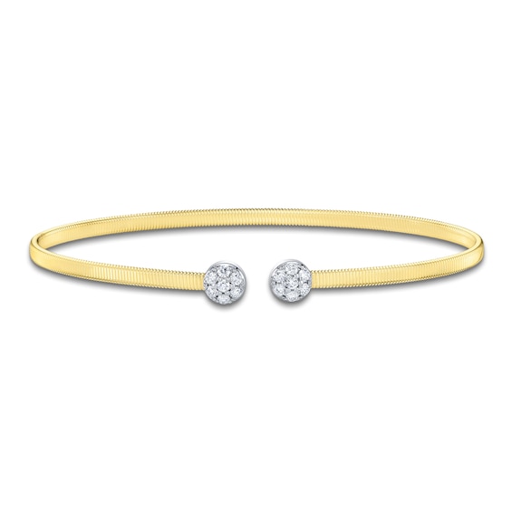 Shy Creation Corelli Collection Multi-Diamond Open Cuff Flex Bangle 1/5 ct tw 14K Yellow Gold B22001213ZS