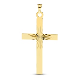Textured Cross Charm Solid 14K Yellow Gold