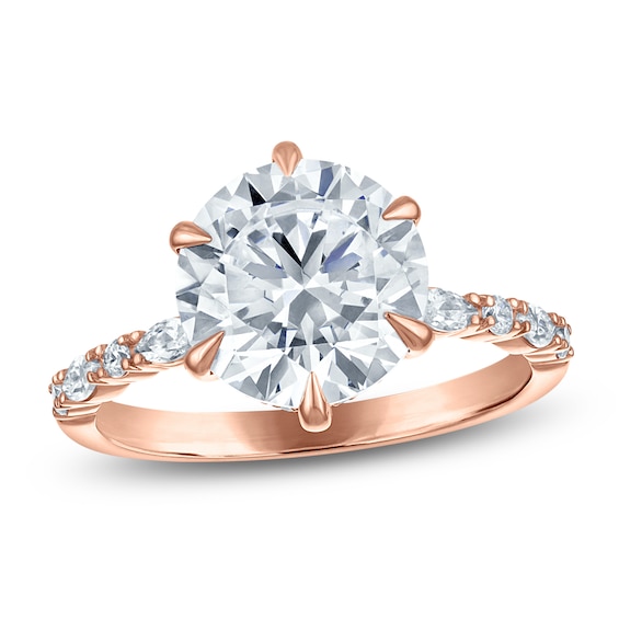 Certified Round-Cut Lab-Grown Diamond Hidden Halo Engagement Ring 3-1/3 ct tw 14K Rose Gold