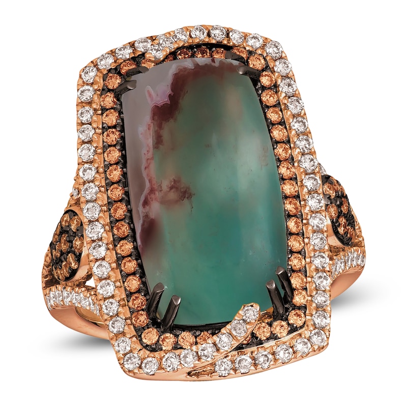 Main Image 1 of Le Vian Natural Aquaprase Cocktail Ring 1 ct tw Diamonds 18K Rose Gold
