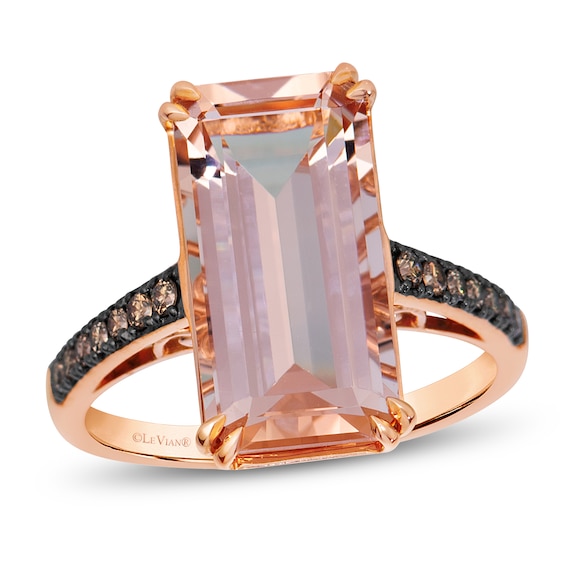 Le Vian Octagon-Cut Natural Morganite Ring 1/6 ct tw Diamonds 14K Strawberry Gold