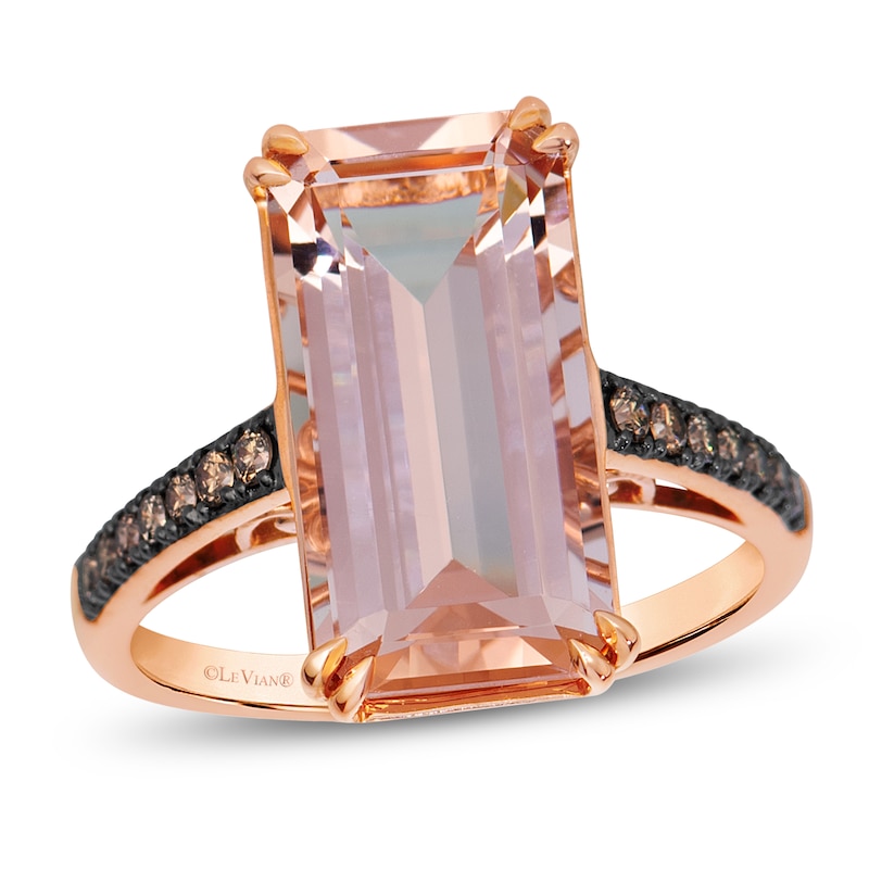 Main Image 1 of Le Vian Octagon-Cut Natural Morganite Ring 1/6 ct tw Diamonds 14K Strawberry Gold