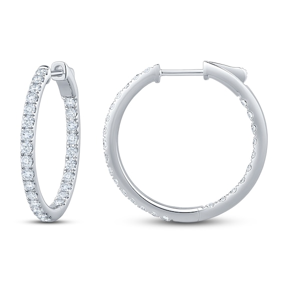 Jared Signature Diamond Inside-Out Hoop Earrings 1 ct tw 14K White Gold