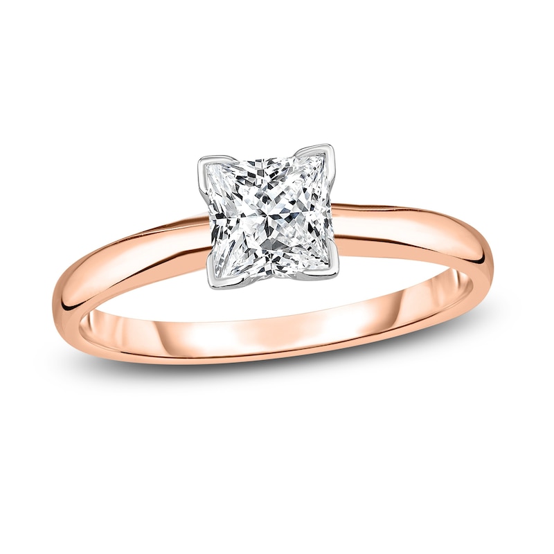 Main Image 1 of Diamond Solitaire Engagement Ring 1/2 ct tw Princess 14K Rose Gold (I2/I)