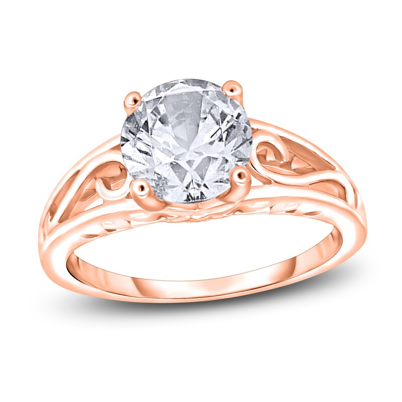 Main Image 1 of Diamond Solitaire Scroll Engagement Ring 3/4 ct tw Round 14K Rose Gold (I2/I)